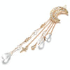 Fashion Elegant Women Lady Moon Rhinestone Crystal Tassel Long Chain Beads Dangle Hairpin Hair Clip Hair Jewelry(Bronze)