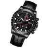 FNGEEN 5757 Men Waterproof Sports Fashion Stainless Steel Watch(Black Leather Black Steel Black Surface)
