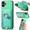 For Samsung Galaxy A05 Retro Cross Leather Ring Side Insert Card Bag MagSafe Phone Case(Green)