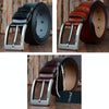 COWATHER XF004 Men Two-Layer Cowhide Business Casual Pin Buckle Belt, Length (cm): 105cm(Silver Buckle Black)