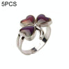 5 PCS Temperature Sensitive Discoloration Adjustable Open Ring(Clover)
