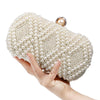 Women Fashion Banquet Party Pearl Handbag Single Shoulder Crossbody Bag (Beige)