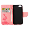 For  iPhone 8 & 7   Pressed Flowers Butterfly Pattern Horizontal Flip Leather Case with Holder & Card Slots & Wallet(Pink)