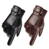 Fall Winter Men Leather Gloves PU Velvet Warm Riding Driving Touchscreen Gloves, Size: Average(Brown)