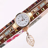 Ladies Quartz Bracelet Watch with Leaf Shape Pendant(Brown)