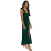 Women Elegant Slit Dress Commuting Sleeveless Knot Suspender Dress, Size: XL(Dark Green)