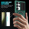 For Samsung Galaxy S24 Ultra 5G Sliding Camshield MagSafe Holder TPU Hybrid PC Phone Case(Deep Green)
