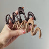 B646 Wavy Frosted Metal Clip Hair Accessories Manual Hair Clamp(Deep Coffee)