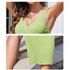 Spring and Summer V-neck Sleeveless Halter Long Knit Dress, Size: L(Green)