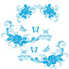 2 PCS/Set D-72 Butterfly Love Flower Pattern Car Modified Decorative Sticker(Blue)
