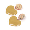 Peach Heart Earrings Retro Series Acrylic Stud Earrings for Women(Khaki)