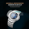 BINBOND B1885 30m Waterproof Retro Luminous Square Men Quartz Watch, Color: White Steel-Blue