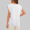 Women Summer Loose Top Basic T-Shirt Round Neck Casual Tank, Size: S(White)