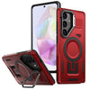 For Samsung Galaxy A35 5G Shield Hollow Frame Holder MagSafe Phone Case(Red)