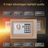 Small Home Safe Box 17x23x17cm | Electronic Keypad & Key | Champagne Gold