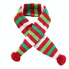 Christmas Dog Scarf, Red & Green Stripes, XS - Winter Pet Accessory