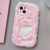 For iPhone 14 Embroidered Plush TPU Phone Case(Foundation Heart)