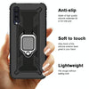 For Galaxy A50s Carbon Fiber Protective Case with 360 Degree Rotating Ring Holder(Black)