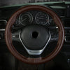 38cm Four-season Embossed Cowhide Hand-sewn Steering Wheel Cover(Brown)