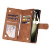 For Samsung Galaxy S25+ 5G Multifunctional Frosted Zipper Wallet Leather Phone Case(Brown)