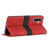 For Samsung Galaxy A56 5G Grid Stitching Leather Phone Case with Lanyard(Red)