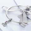 S925 Sterling Silver I Love My Home Charm Inlaid Pink Gemstone Bracelet Accessories