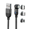 1m 3A Output 3 in 1 USB to 8 Pin + USB-C / Type-C + Micro USB 540 Degree Rotating Magnetic Data Sync Charging Cable(Black)