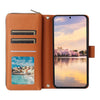 For Samsung Galaxy A55 Nine-card Slots Zipper Wallet Bag Leather Phone Case(Brown)