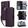 For Samsung Galaxy A34 Nine-card Slots Zipper Wallet Bag Leather Phone Case(Dark Purple)