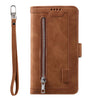 For Samsung Galaxy A36 Nine Card Zipper Bag Leather Phone Case with Lanyard(Brown)
