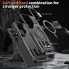 For Samsung Galaxy S25+ 5G Shield Hollow Frame Holder MagSafe Phone Case(Black)