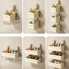 Suction Cup Wall Mounted Bathroom Shelf Drainage Detachable Storage Rack Hanging Basket, Style: 2 Layers Large Cream