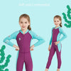 DIVE&SAIL Children Diving Suit Outdoor Long-sleeved One-piece Swimsuit Sunscreen Swimwear, Size: M(Girls Rose Red)