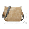 013 Leopard Strap PU Leather Single-shoulder Waterproof Crossbody Tote Bag(Khaki)