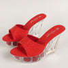 Women Summer 10cm Wedge High Heels Crystal Bottom Sandals Party Dance Shoes, Size: 40(Red)