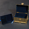 Double-Layer Jewel Box With Lock Metal Decorative Ornaments, Size: 17.5x13.5x12.5cm(Gold)