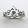 Women Crystal Ring Fashion Love Heart Crown Rhinestone Ring(Blue Diamond)