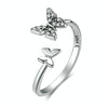 Flying Butterfly S925 Female Sterling Silver Zircon Ring