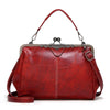 036 Vintage Buckle Handbags Leather Adjustable Crossbody Bag(Red)