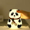 Cute Panda Night Light USB Charging Touch Control Colorful Silicone Bedside Lamp(Big Eyes)