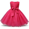 Rose Red Girls Sleeveless Rose Flower Pattern Bow-knot Lace Dress Show Dress, Kid Size: 90cm