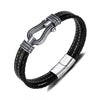 OPK PH1593 Stainless Steel Horseshoe Buckle Accessories Double Braided Leather Bracelet