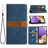 For Samsung Galaxy A13 4G / 5G Grid Stitching Leather Phone Case with Lanyard(Blue)