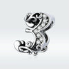 S925 Sterling Silver Relief Number Series 0-9 Beads DIY Bracelet Necklace Accessories, Style:3