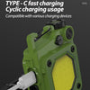 Mini Keychain COB Flashlight USB Rechargeable Magnetic Work Light For Outdoor Camping(Green)