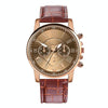 Three-eye Six-needle Imitation Belt Quartz Watch for Women / Men(Brown)