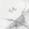 Elegant Simple Bridal Wedding Earrings Zircon Necklace Set(TL72)