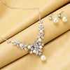 Elegant Simple Bridal Wedding Earrings Zircon Necklace Set(TL72)