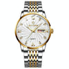BINBOND B3034 Diamond 30m Waterproof Business Watch Men's Butterfly Buckle Luminous Quartz Watch(Inter-gold-White)