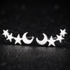 Simple Moon Star Stud Earrings for Women Birthday Gift Jewelry(Silver)